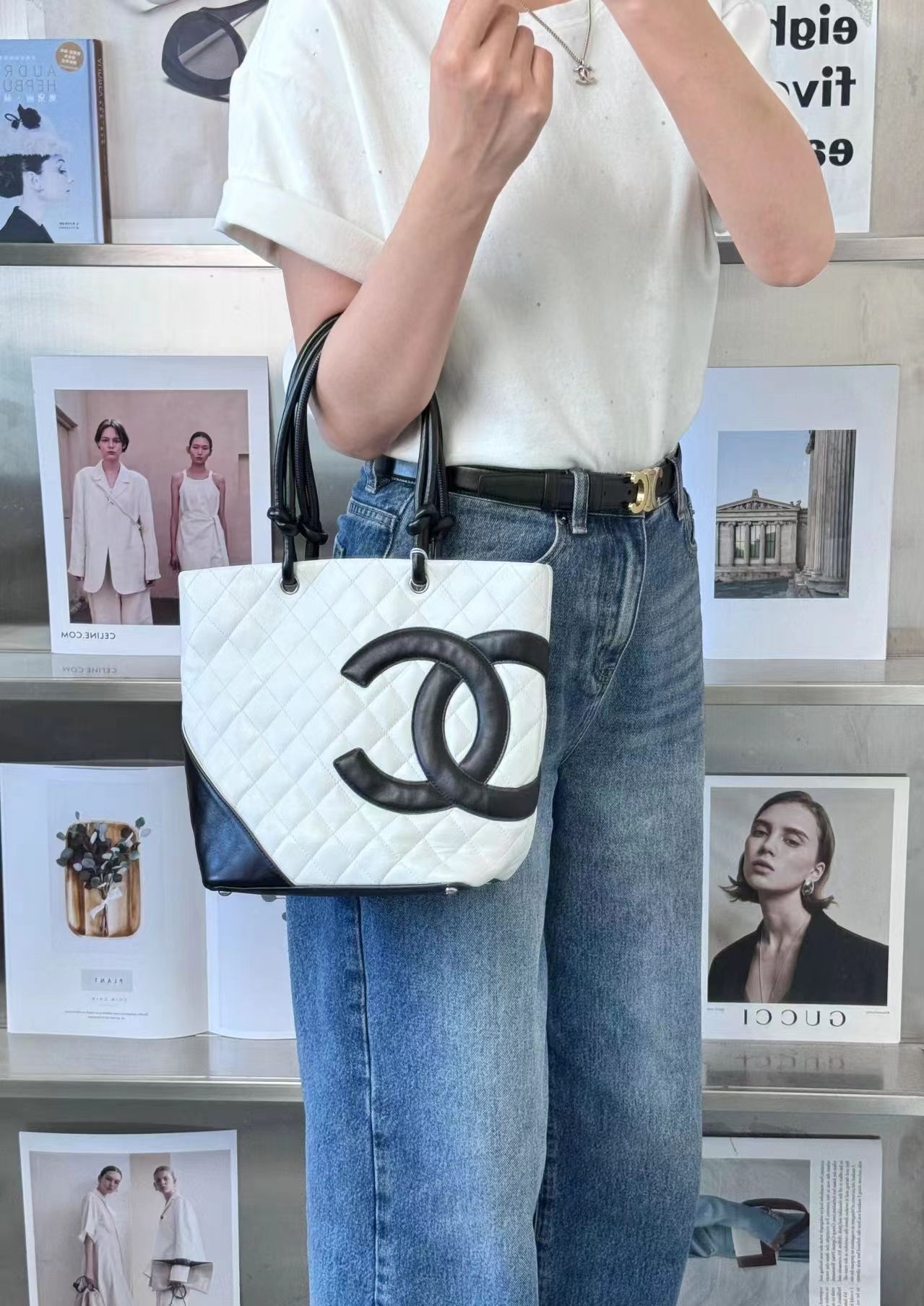95新 Chanel/香奈儿 香奈儿康鹏菜篮子黑白拼色/无公价/优品