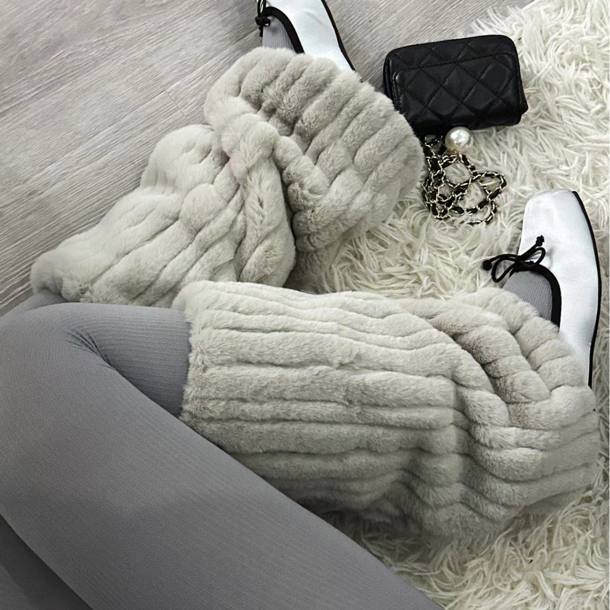 加绒加厚质感袜套配雪地靴堆堆袜保暖腿套中筒袜子