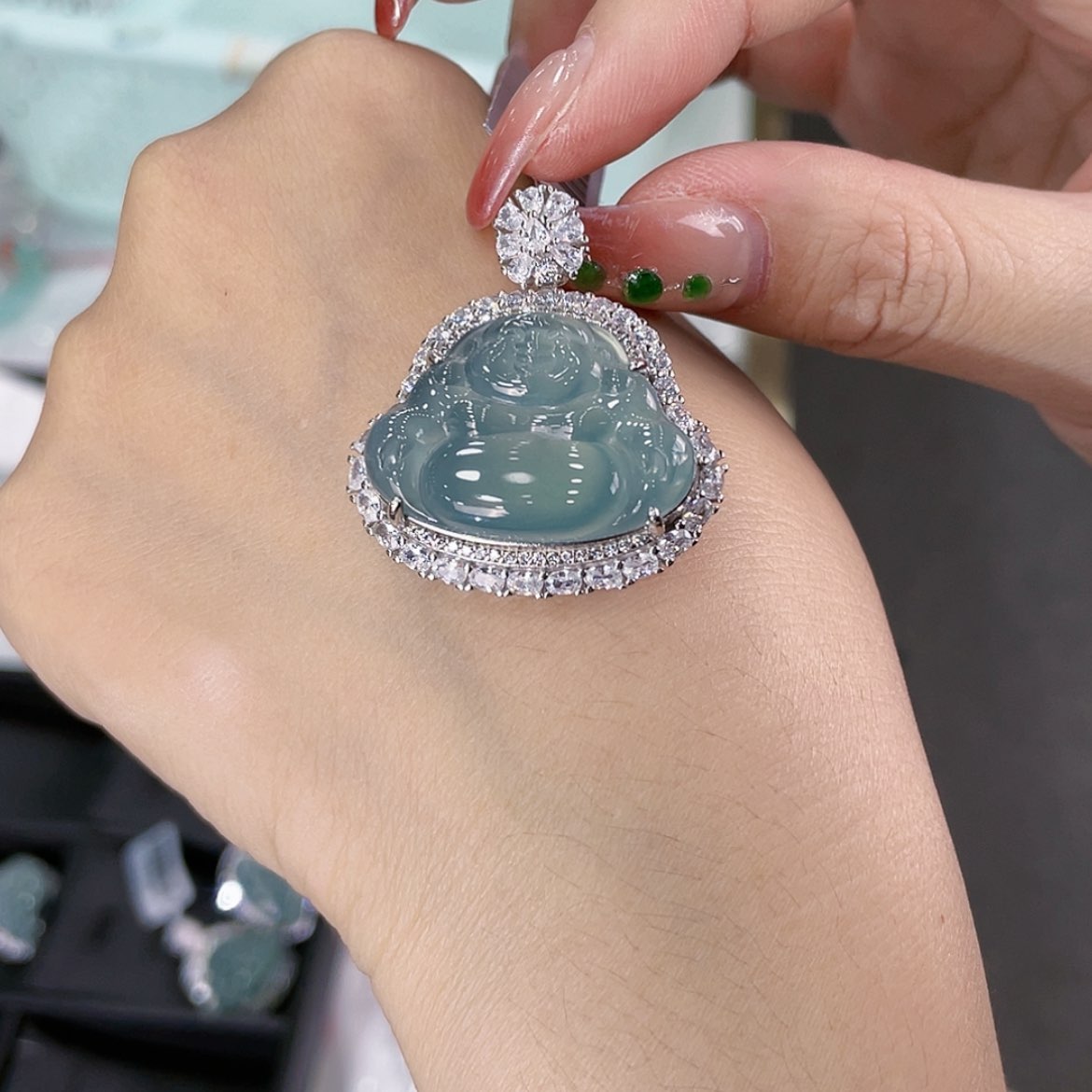 【闪购商品】翡翠吊坠(不含链)银S925镶嵌小*丽