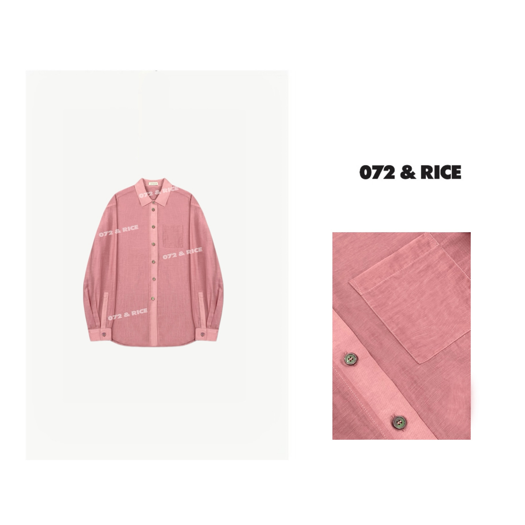 072 & RICE【蔷薇】亚麻+莱赛尔 春季休闲翻领长袖衬衫 24XB16