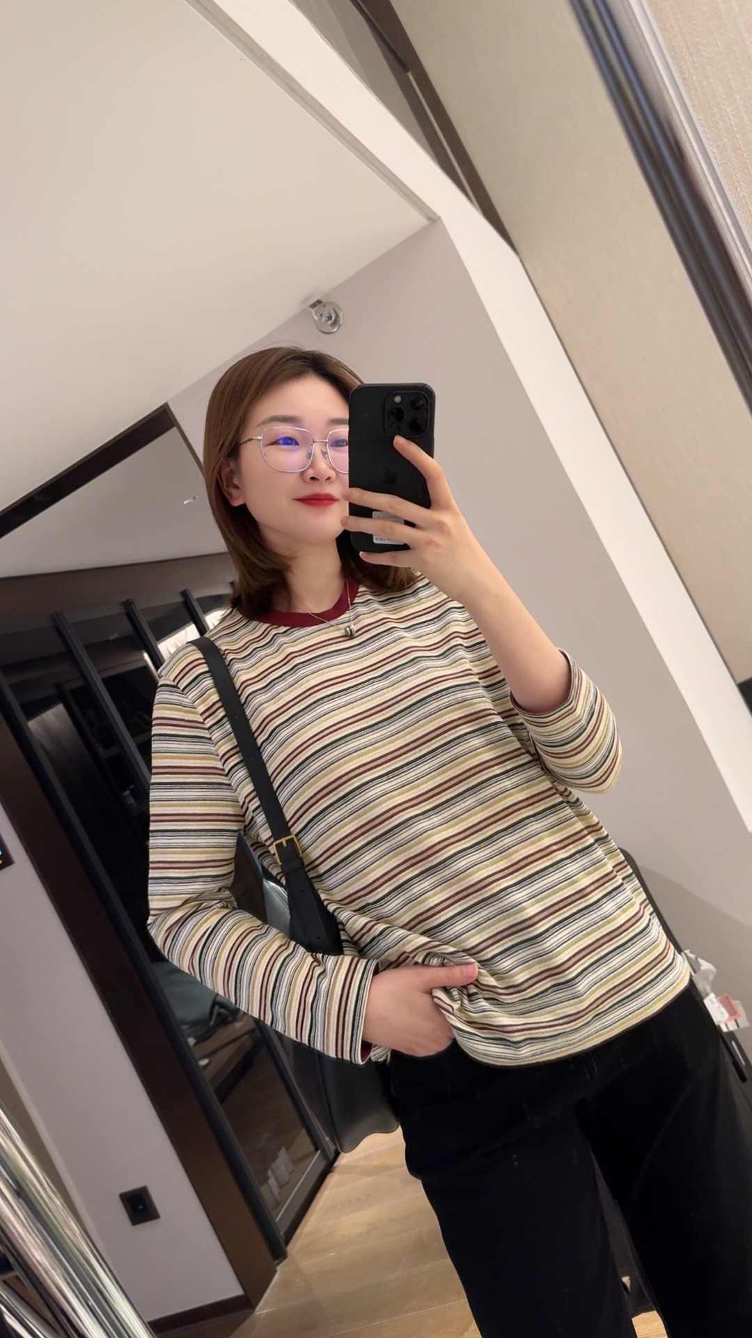 072 & RICE【米苏】秋季休闲圆领条纹长袖上衣 31W183KK*