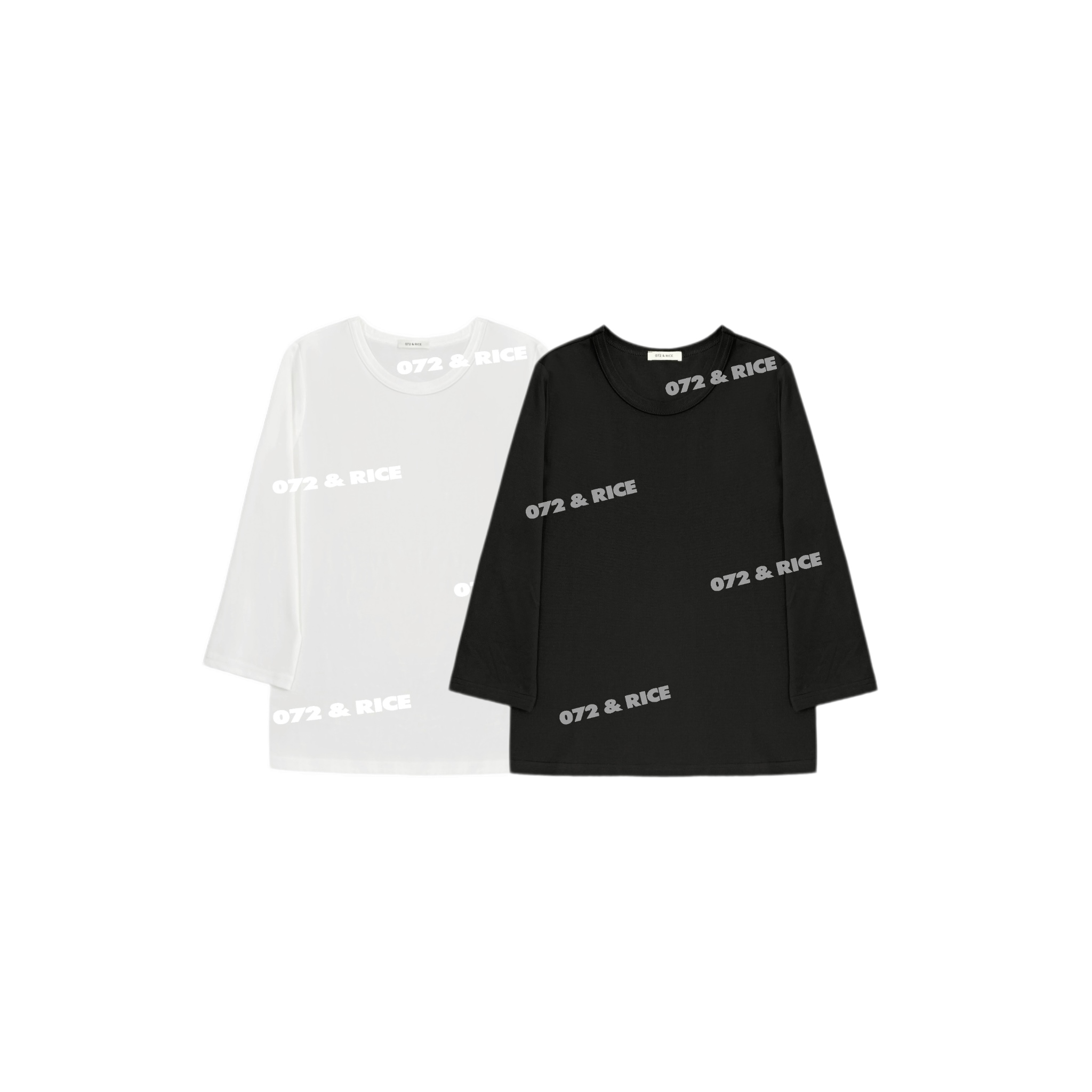 072 & RICE【美娜】春季休闲U领七分袖上衣 24NB204Z* FF