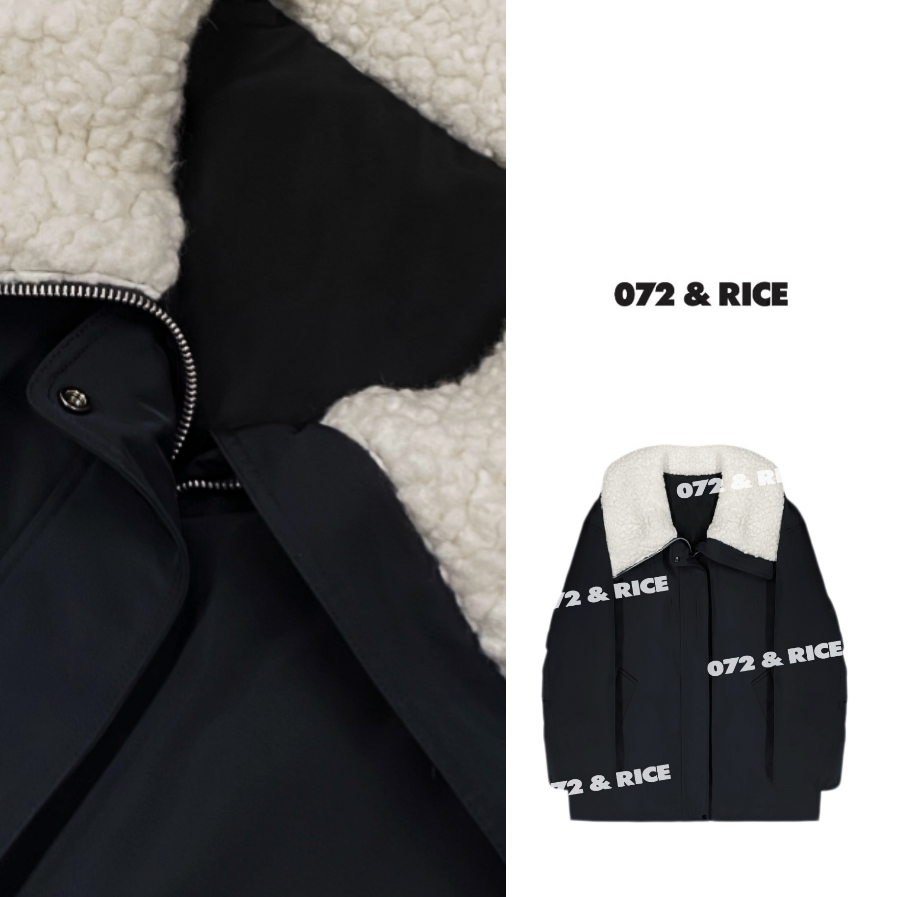 072 & RICE【南极岛】秋冬休闲翻领拉链长袖白鹅绒服 YKK037