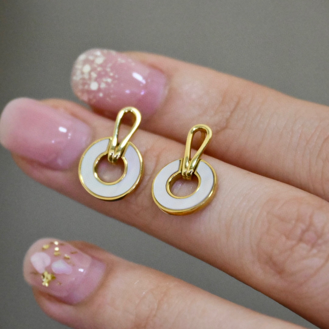 【JSZ】18k金白贝简约耳钉，温柔甜美气质