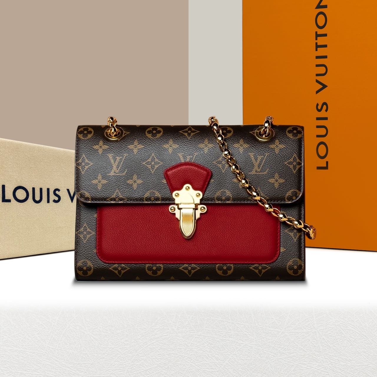 99新 LouisVuitton/路易威登 黑/红/蓝色维多利亚单肩包 DB专属