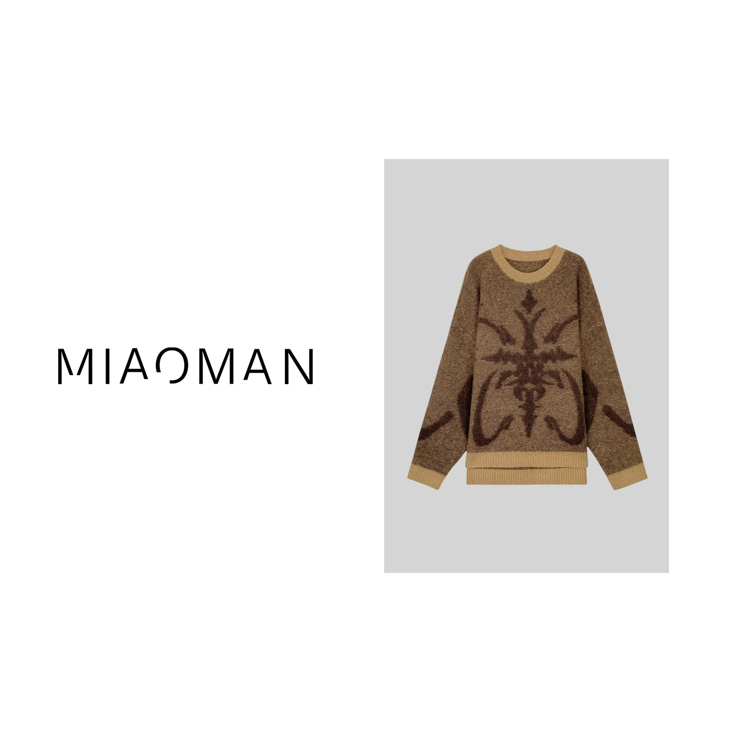 【妙姐精选】深圳高端欧货拼色圆领针织长袖毛衣LJL23381