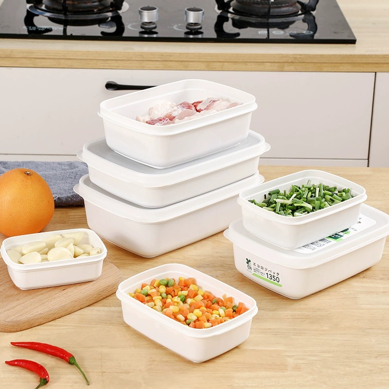 日本进口分格冰箱保鲜盒午餐饭盒密封便当盒带盖塑料冷藏储物盒