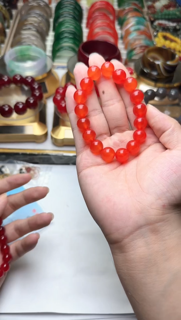 【闪购商品】玛瑙/玉髓手链未镶嵌12mm鸽血红玛瑙手链