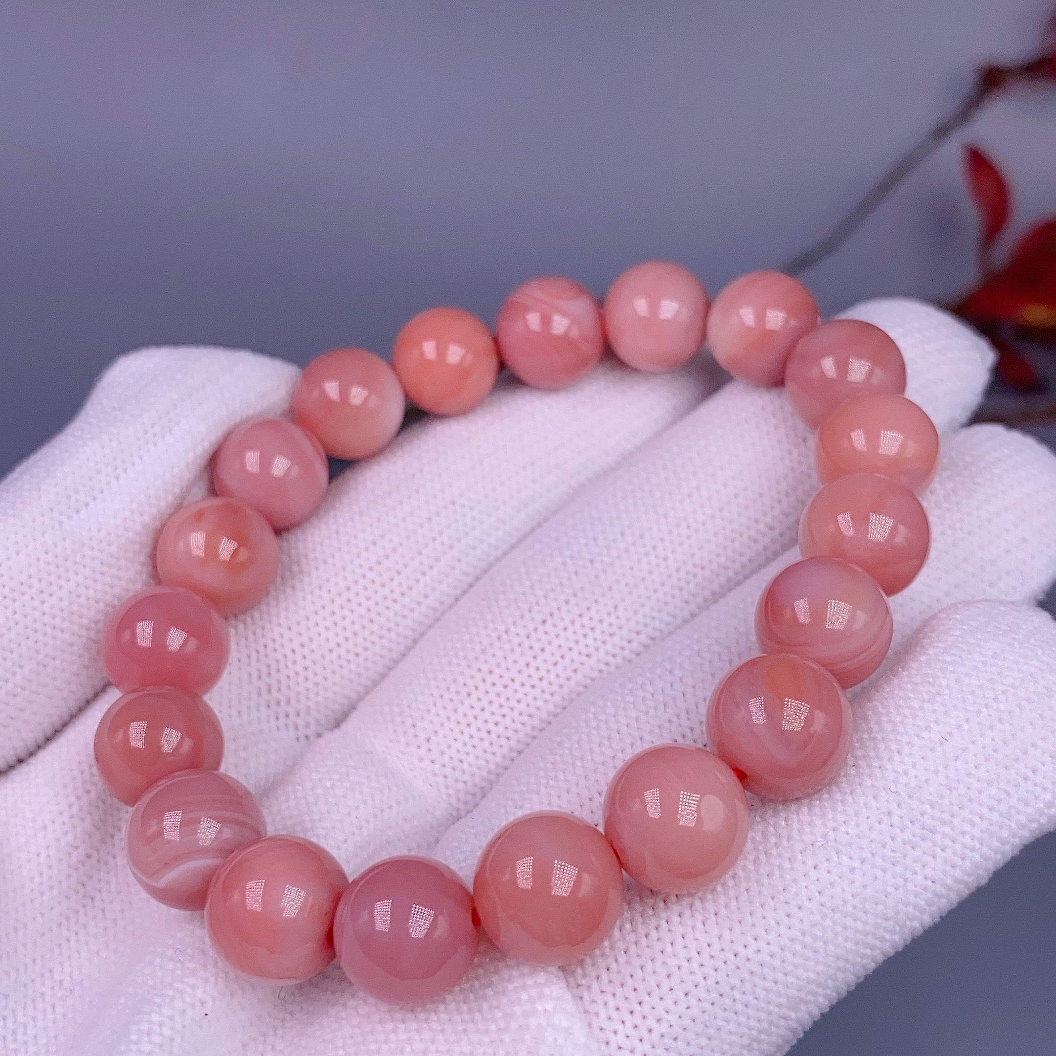 10mm货号A089天然盐源粉糯玛瑙阿尔卑斯糖果色女款手串