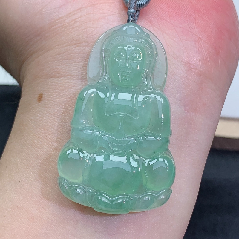 缅甸天然A货翡翠观音吊坠 15.85g