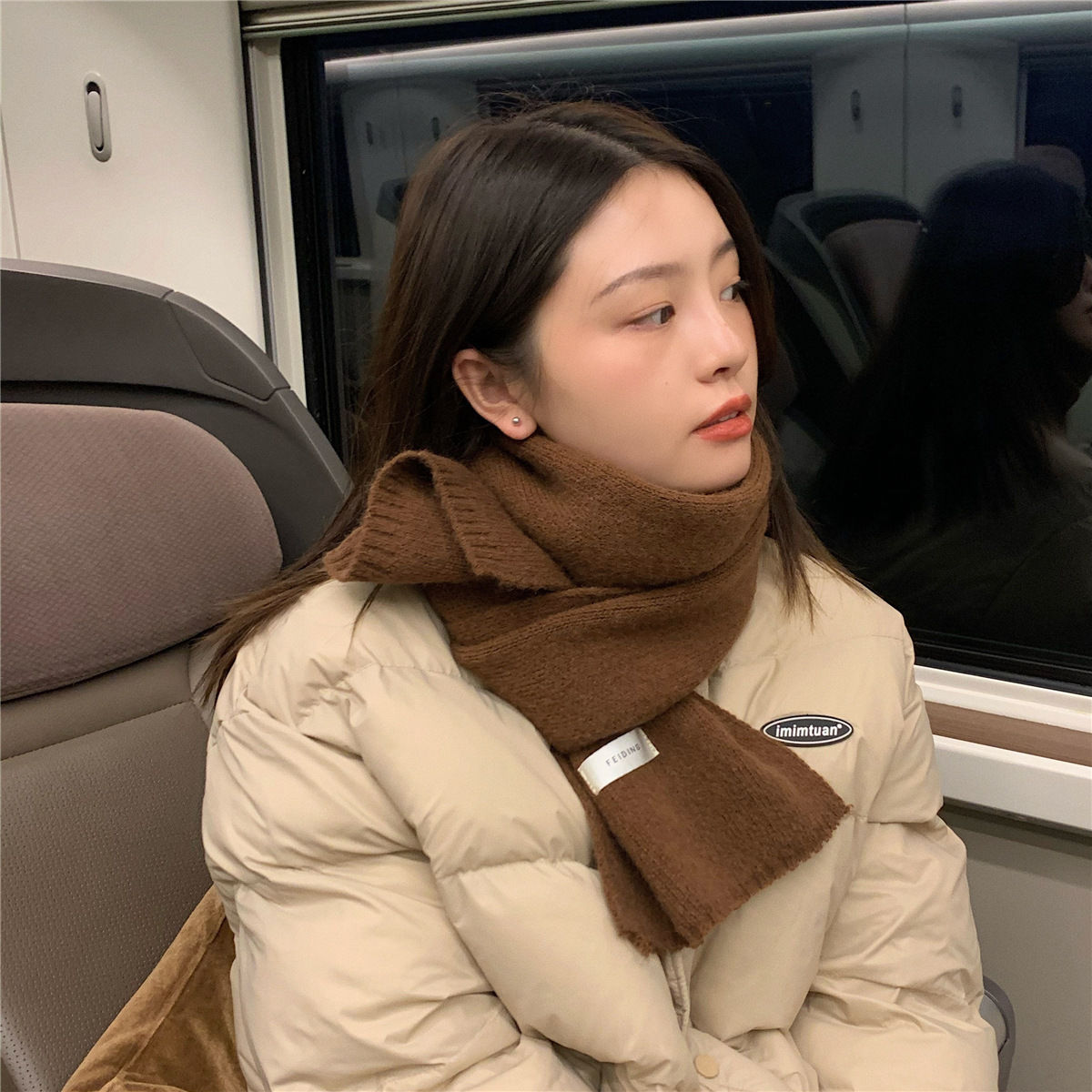 克莱因蓝网红复古围巾女秋冬季韩版时尚百搭披肩保暖针织毛线围脖
