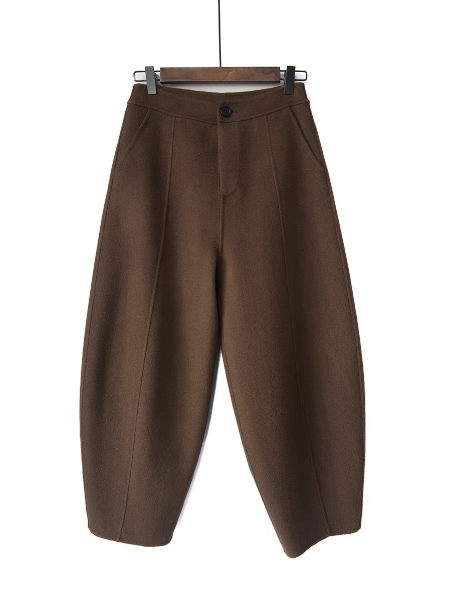 双面手工羊绒羊毛裤子女秋冬外穿保暖毛呢九分休闲裤显瘦香蕉裤