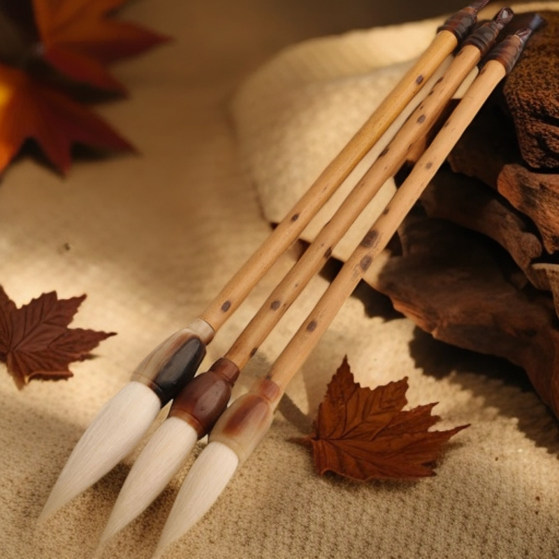 泽宸笔庄 细嫩光锋纯羊毫牛角湘妃笔杆毛笔大号中号笔欧楷隶书 