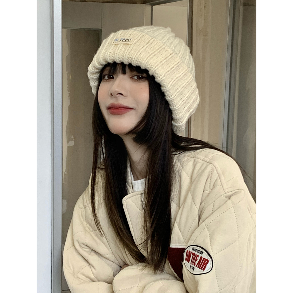日系大头围宽松圆脸适合的毛线帽子女冬保暖2023爆款显脸小针织帽