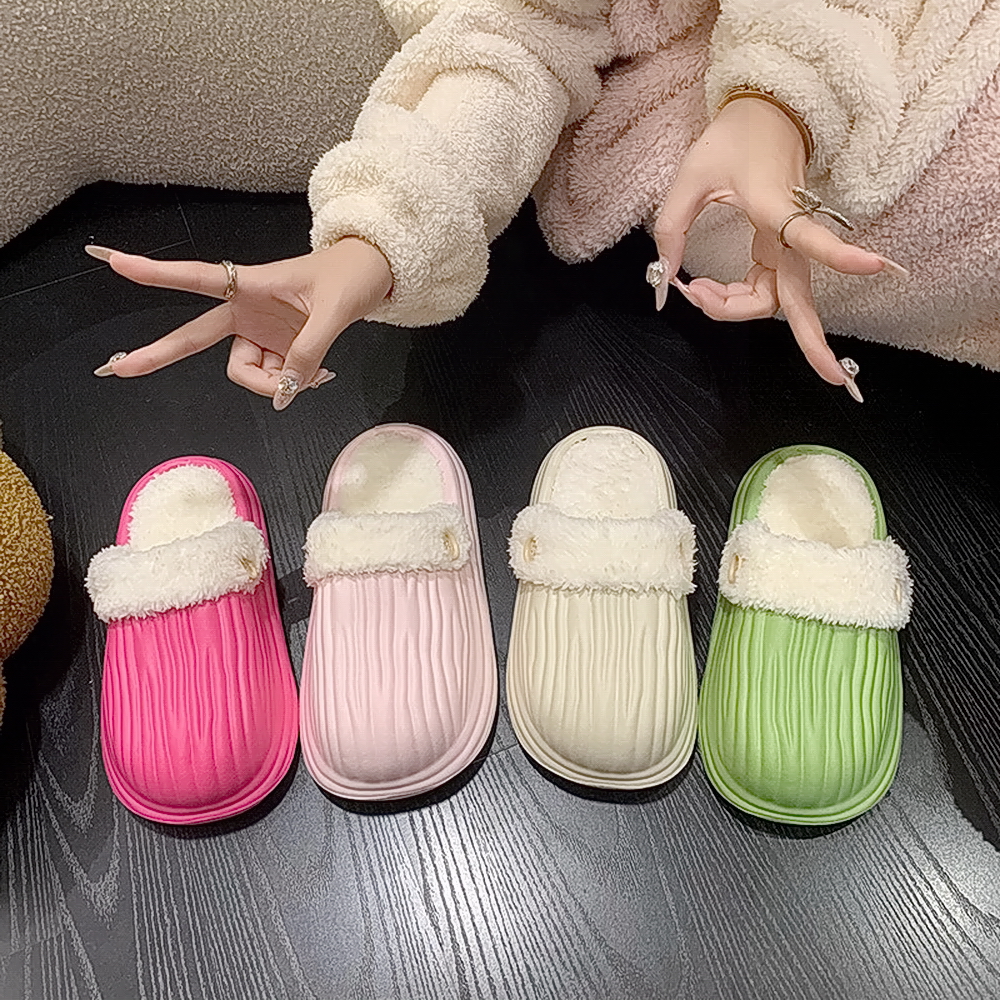 暖心防滑拖鞋冬天加绒加厚家居鞋毛拖鞋爆款男士拖鞋厚底手工批发