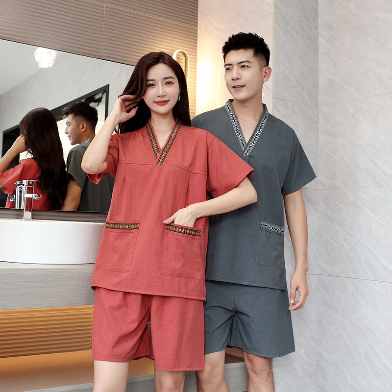 大码汗蒸服女200斤可穿洗浴中心汗蒸房桑拿房美容中心家居服足疗