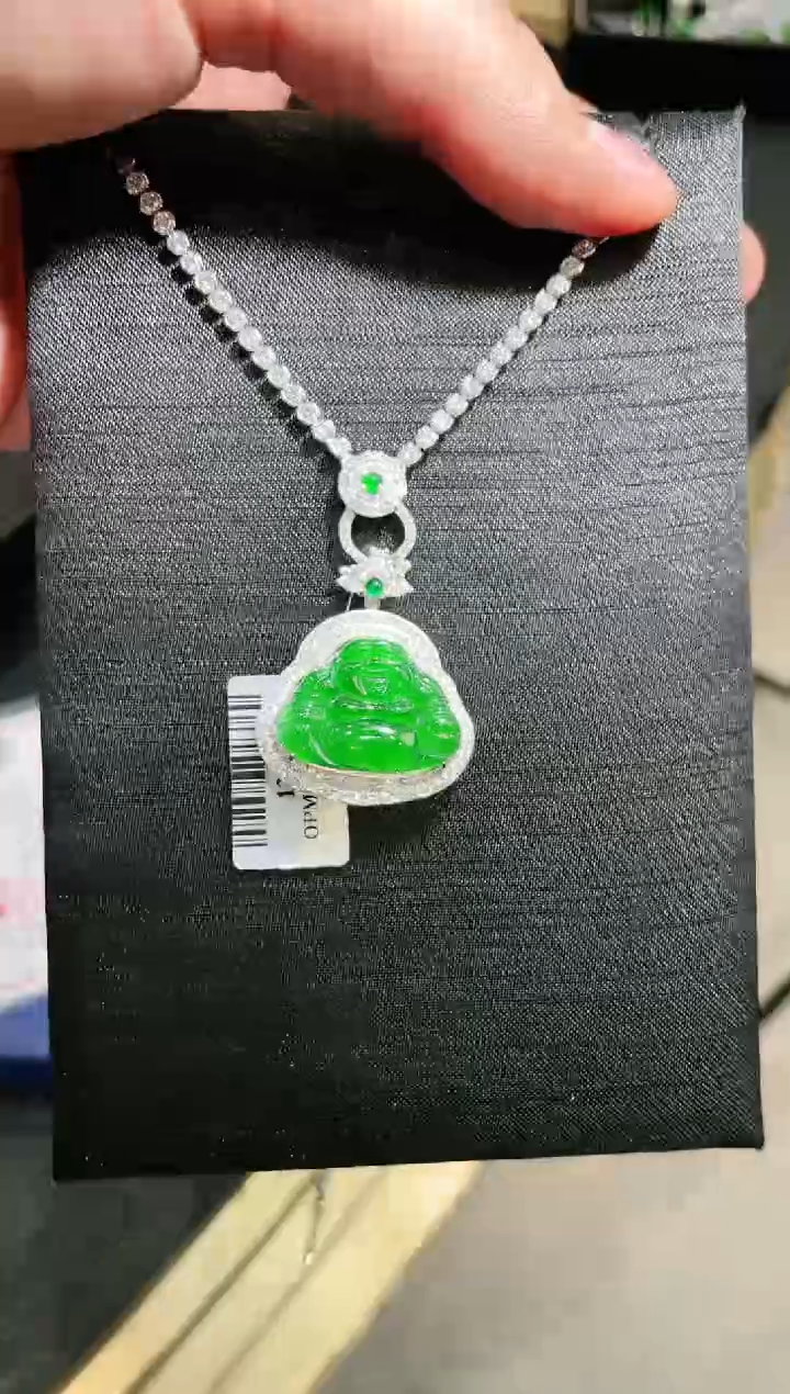 【闪购商品】翡翠吊坠银S925镶嵌13879天然翡翠A货吊坠一套多样性发