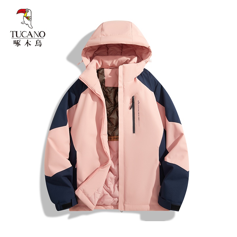 啄木鸟情侣款加厚黑金石墨烯棉衣连帽新款时尚棉服保暖防风外套