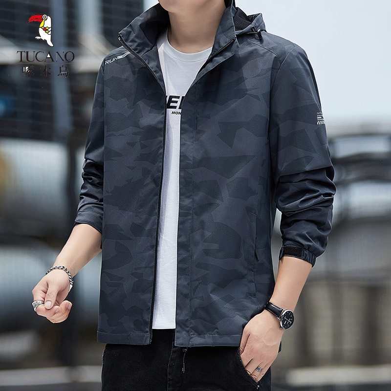 啄木鳥2023秋冬季户户外防风运动登山服男士休闲迷彩风衣夹克外套