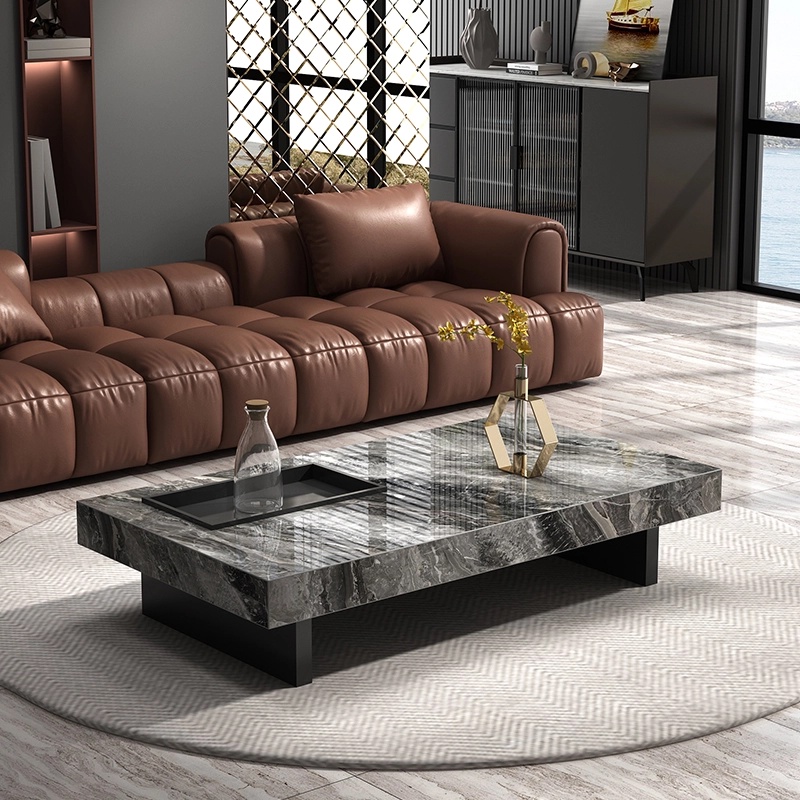 别墅客厅家用意式极简小户型现代简约轻奢岩板长方形个性办公茶几