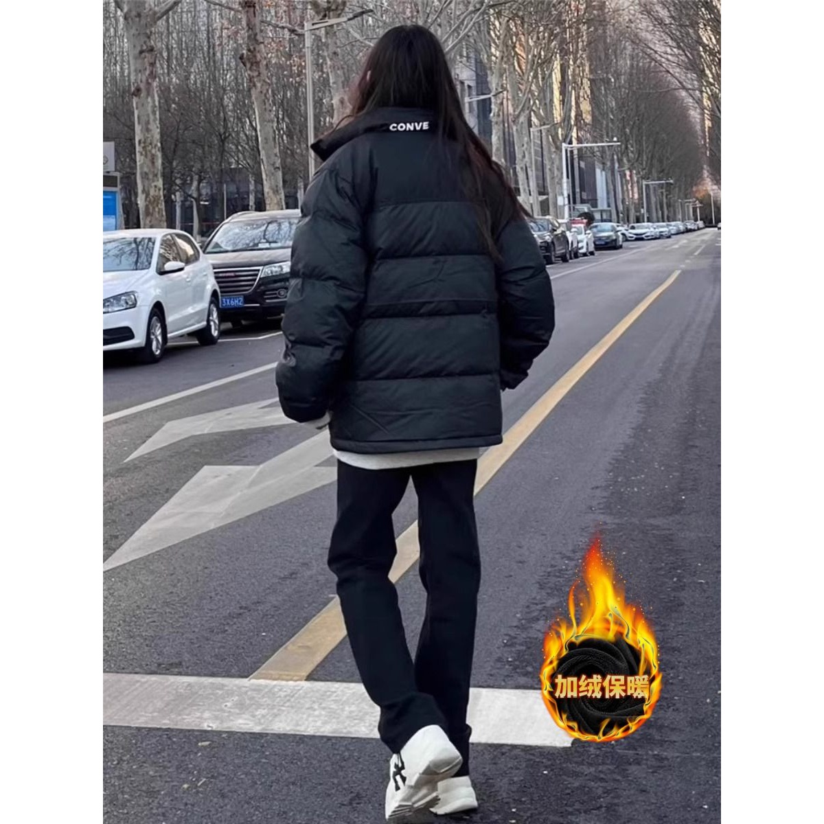 高个子加长黑色直筒牛仔裤女秋冬季加绒高腰显瘦堆堆烟管拖地裤子