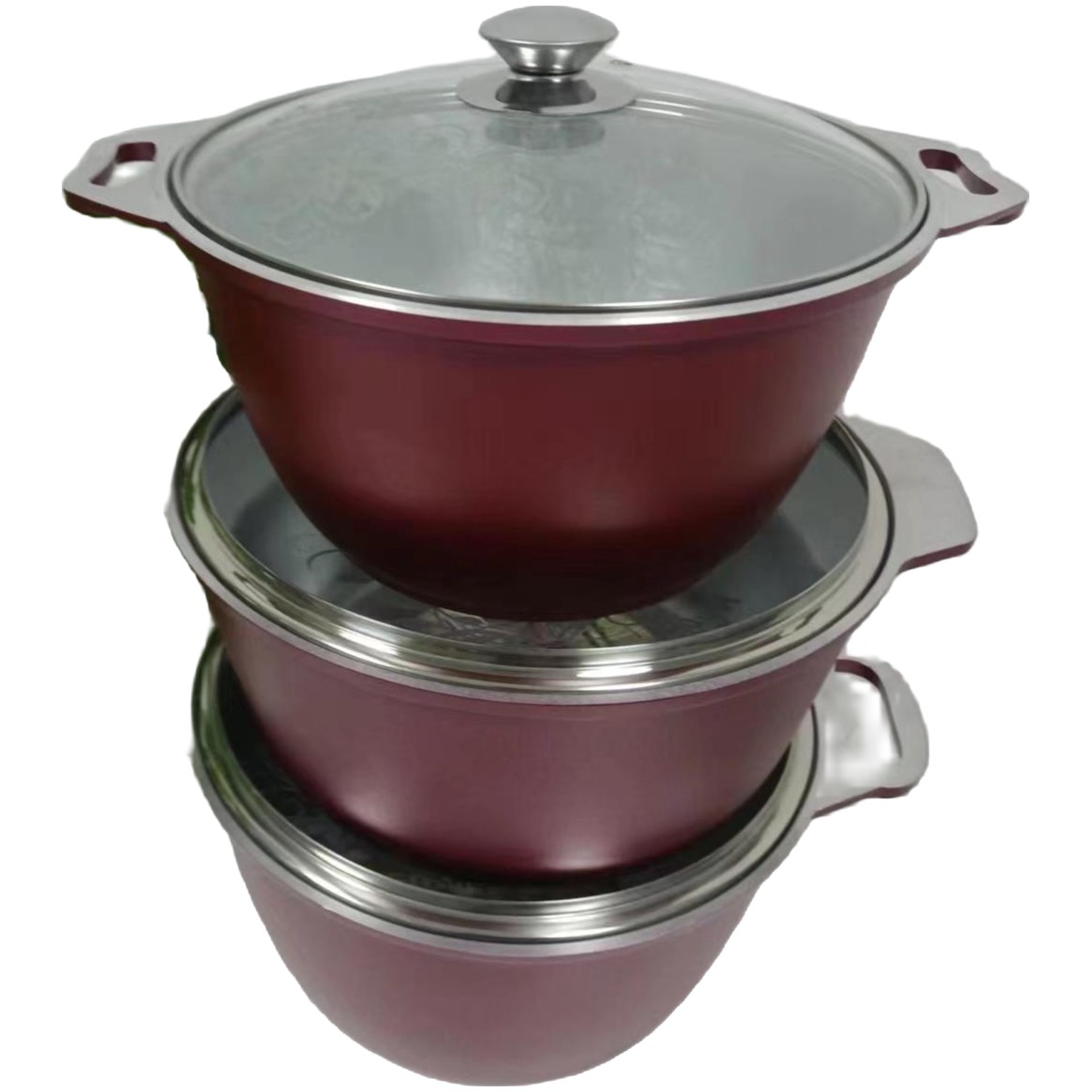 俄罗斯原装进口煮饭锅《红色4L，5L，6L》家用，红色铝锅