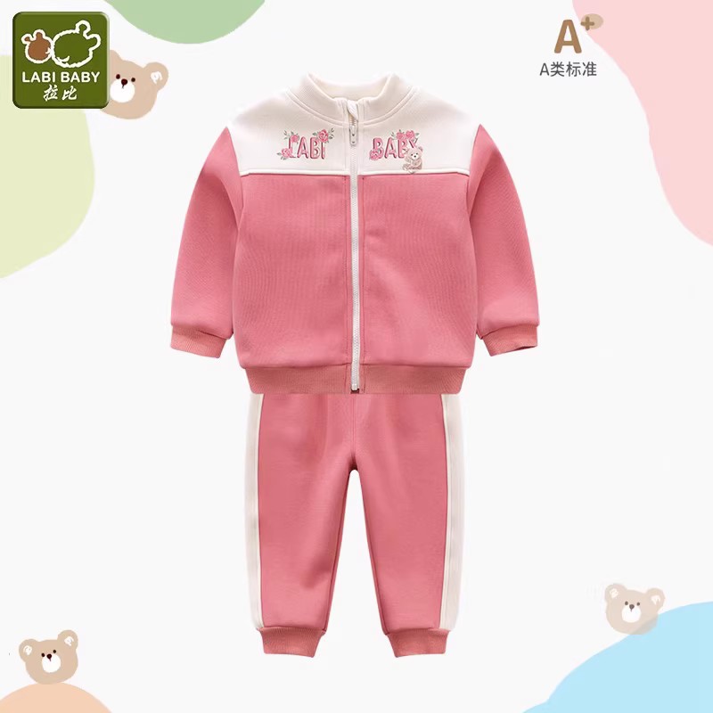 LABI BABY/拉比女童休闲秋冬套装时尚加绒厚实保暖洋气套装