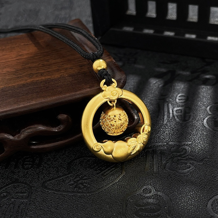 古法镂空福禄带叶葫芦灵动花丝福子吊坠11.27克