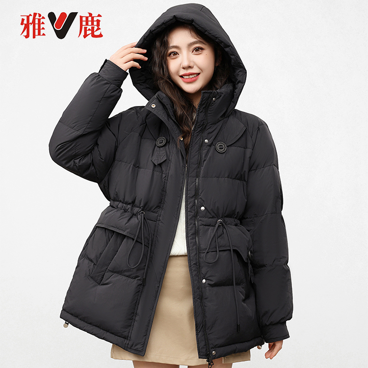 雅鹿【收腰】新款韩版加厚保暖宽松鸭绒羽绒服外套女减龄冬季连帽