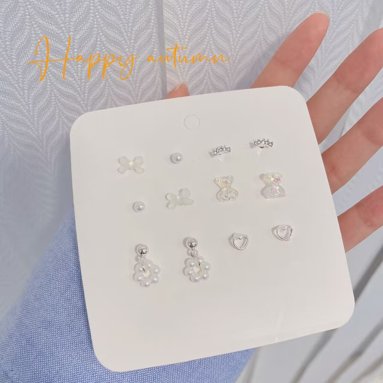 合金耳饰 迷你六件套耳钉女学生韩版简约气质耳环精致小巧甜美ins