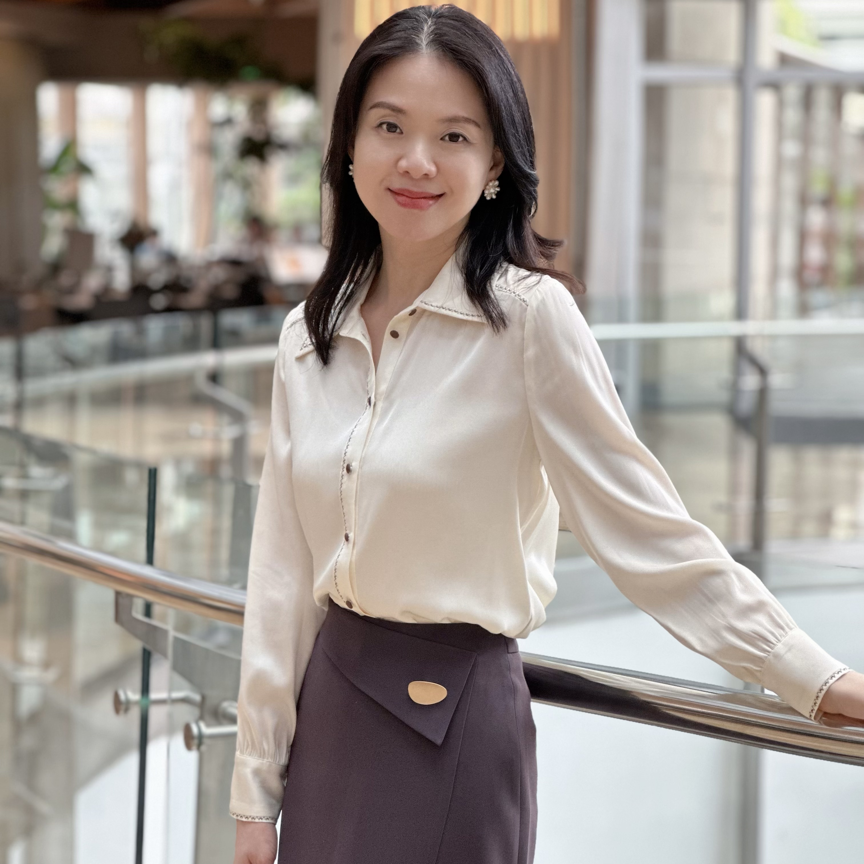 桑蚕丝宽松显瘦设计感小众琥珀流光衬衣长袖衬衫上衣女款48096