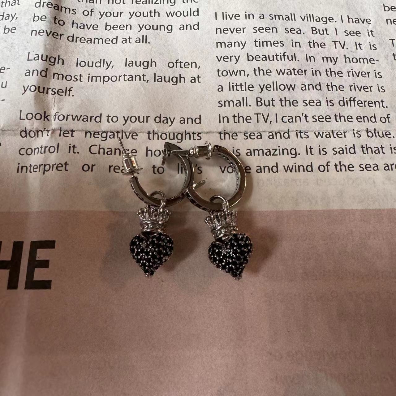 合金耳饰 【宝宝爱心锆石耳环】时尚百搭耳环素款潮流简约潮流