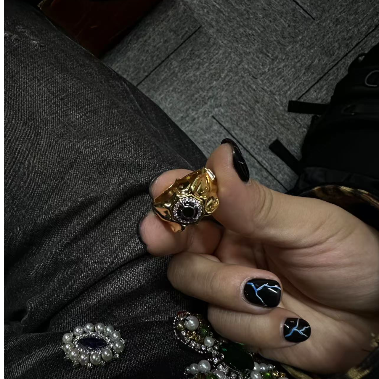 合金戒指 【涅槃黑玄武戒指】国潮风发字嘻哈潮人街头