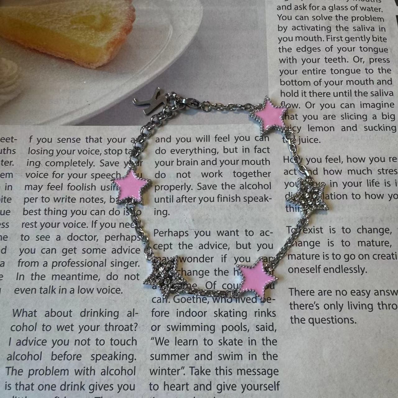 合金手链 【小众五角星芭比粉手链】国潮风发字嘻哈潮人街头网红