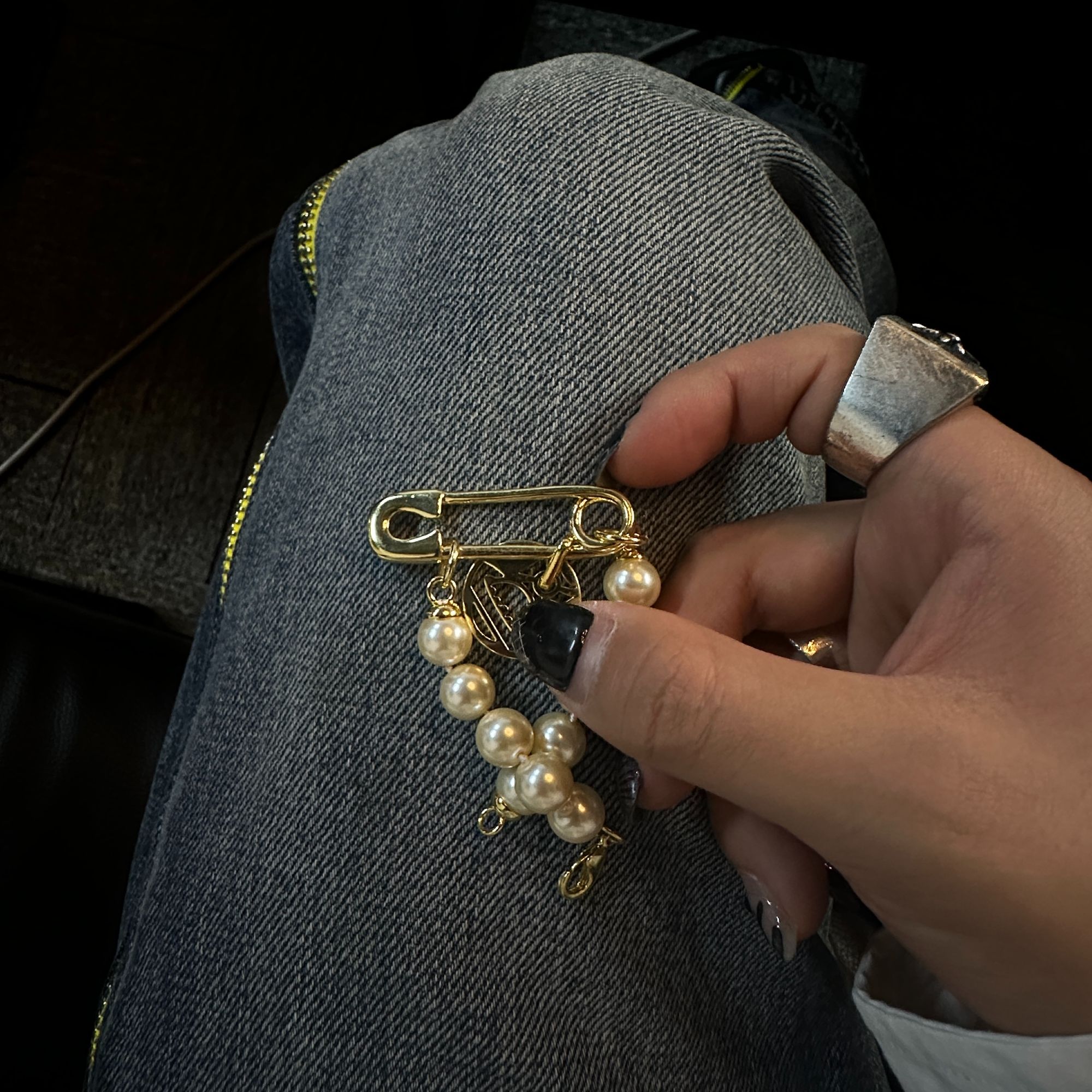 合金手链 【小西珠珠黄色回形圆币手链】国潮风发字嘻哈潮人街头