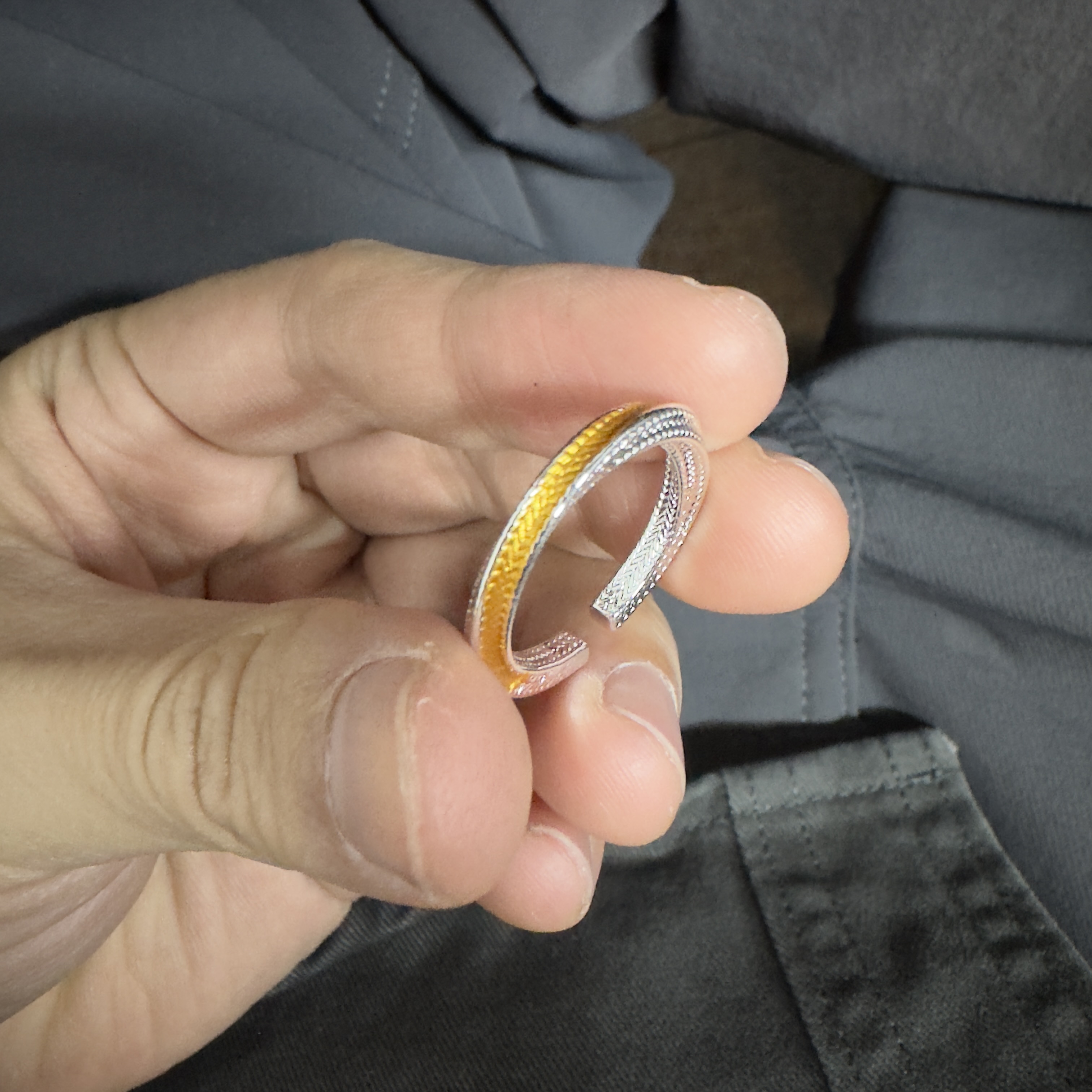 合金戒指 【奶白黄色戒指】国潮风发字嘻哈潮人街头网红