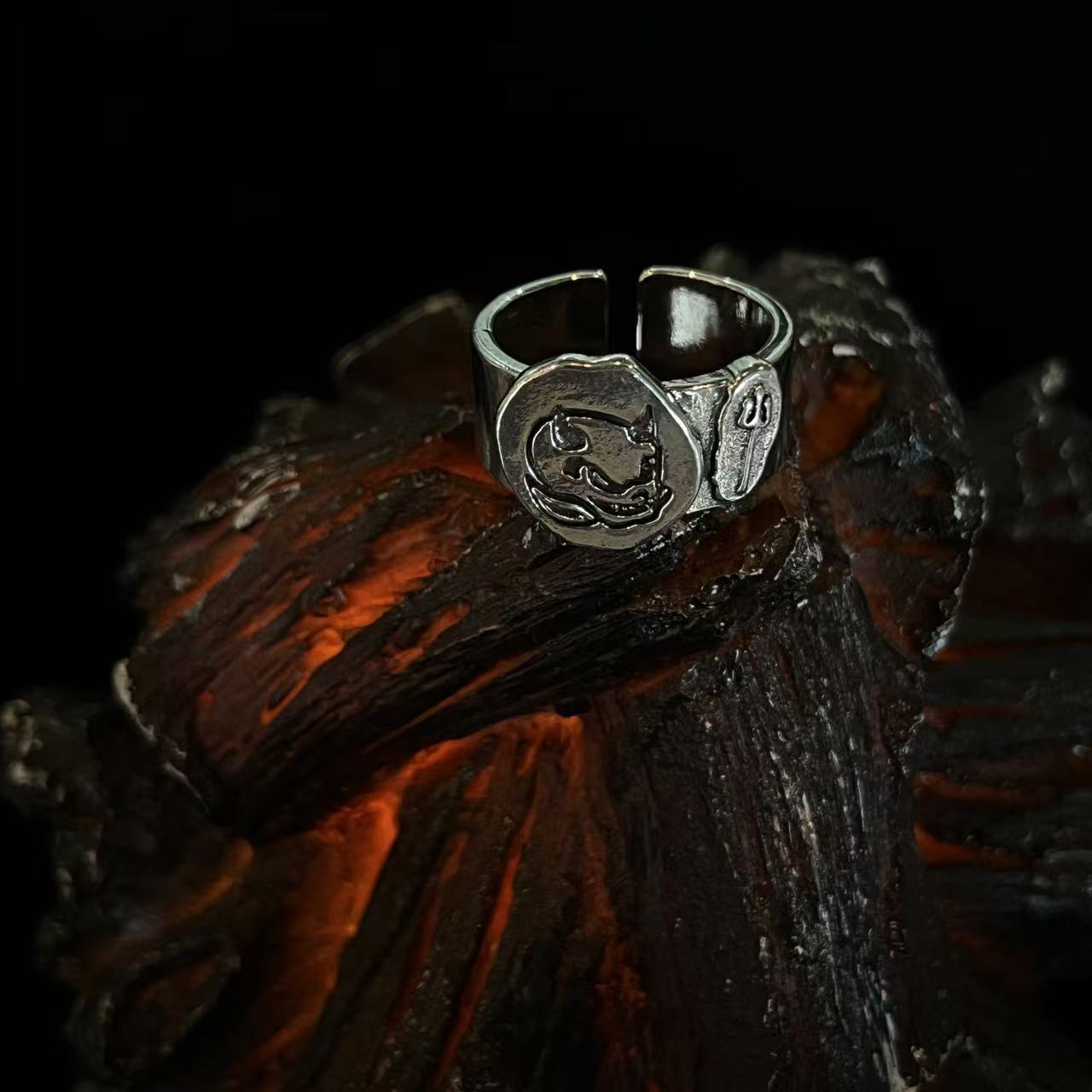 合金戒指 【小恶魔戒指】国潮风发字嘻哈潮人街头网红