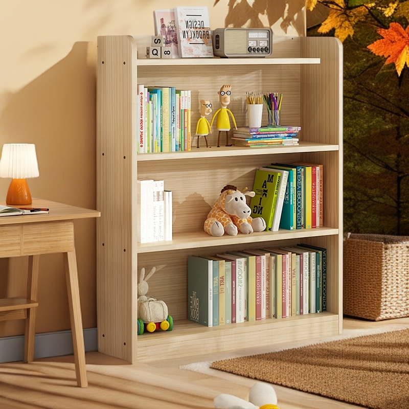 松木书柜多层收纳书架储物柜收纳储物柜实木置物架柜儿童靠墙家用