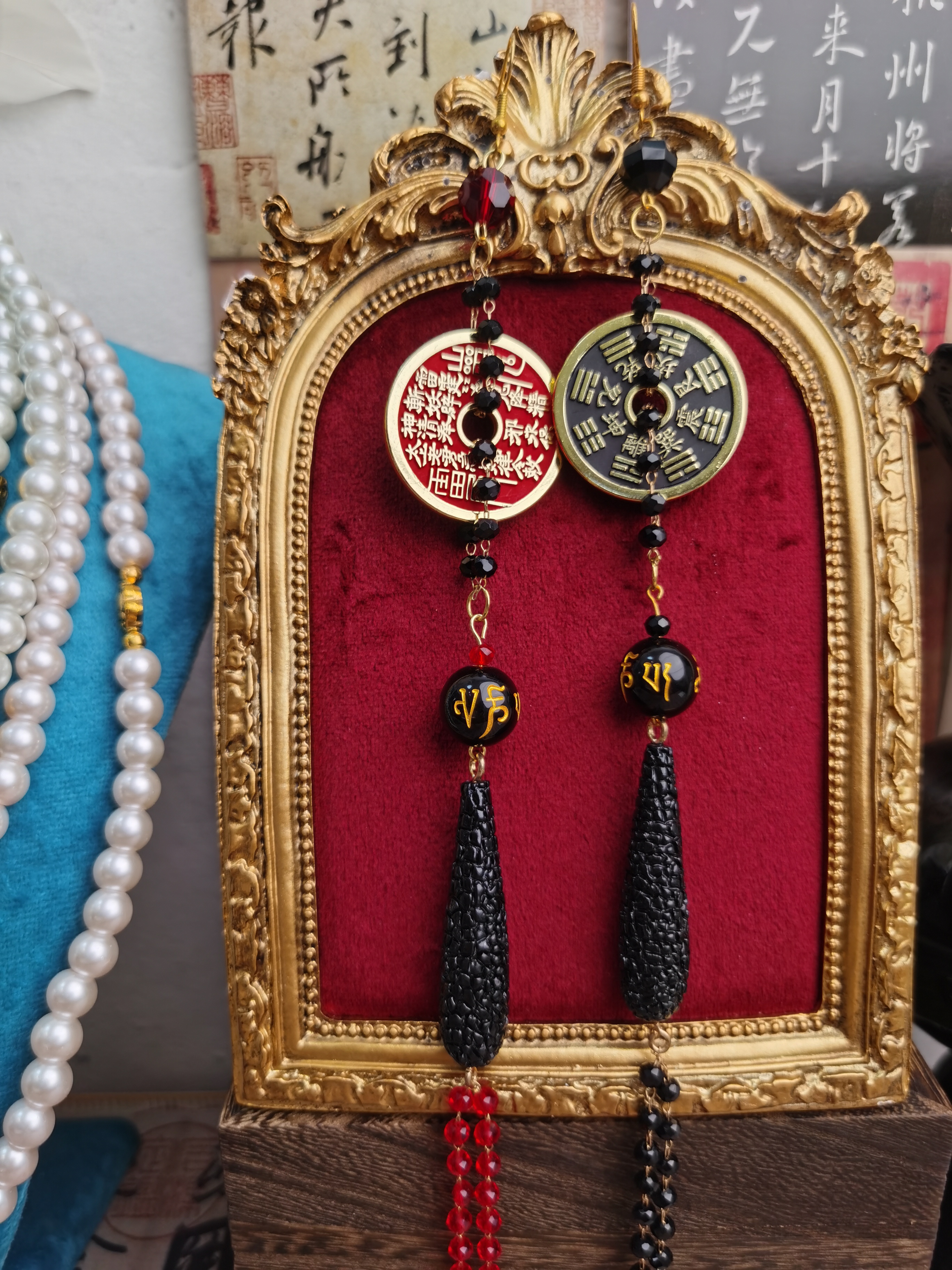 非金属仿水晶耳饰 【大祭司】原创设计手作山鬼钱币耳饰