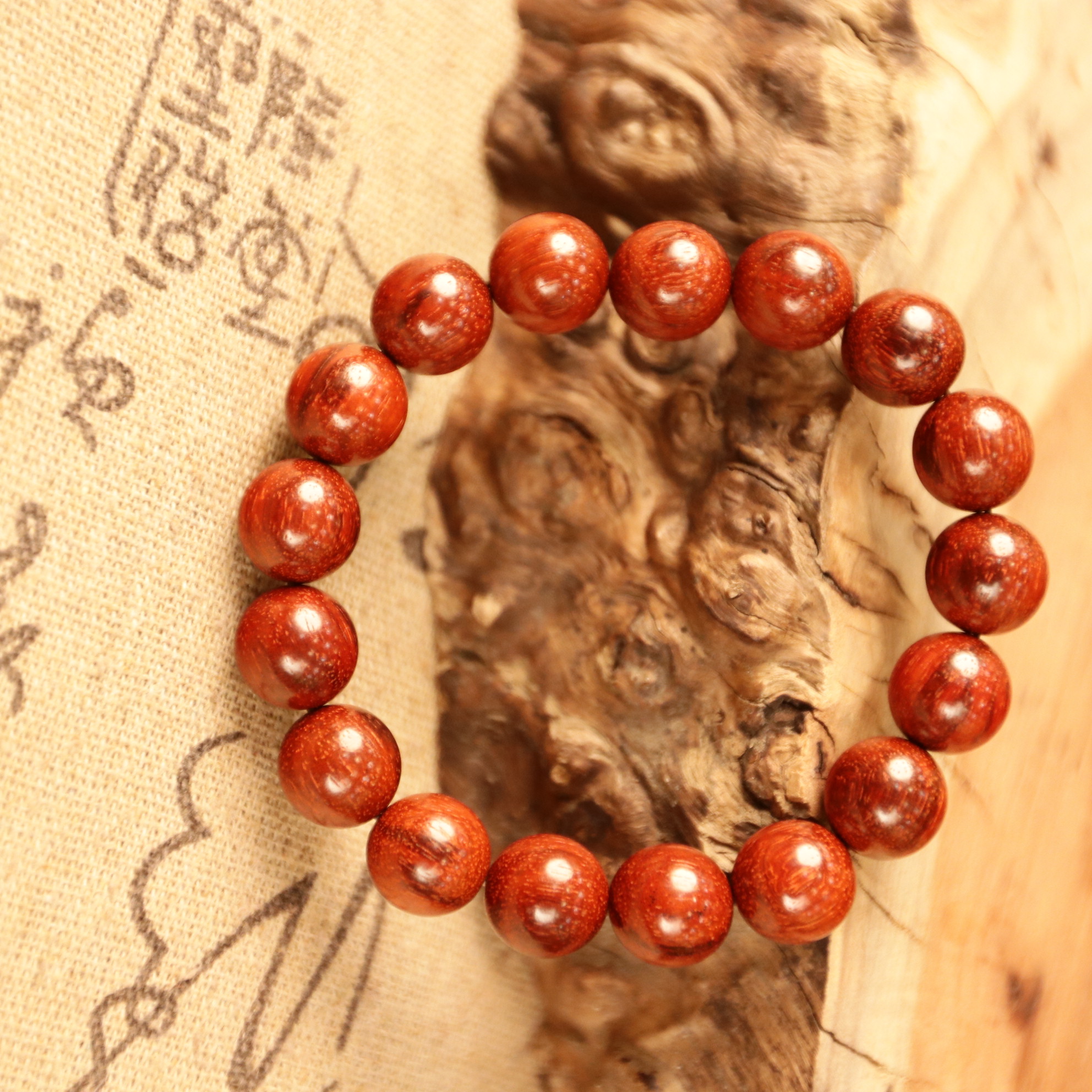 印度小叶紫檀 1.2 圆珠单圈手串 爆星