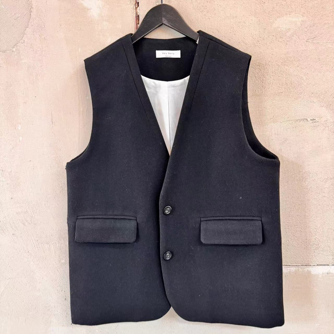 韩国进口黑色马夹均码