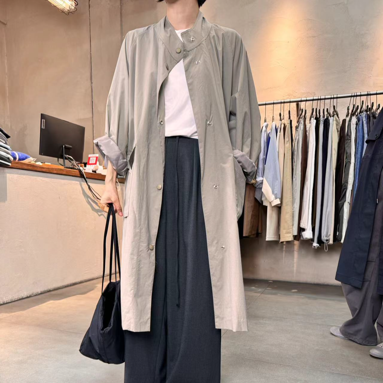 韩国进口阔版休闲风衣 均码