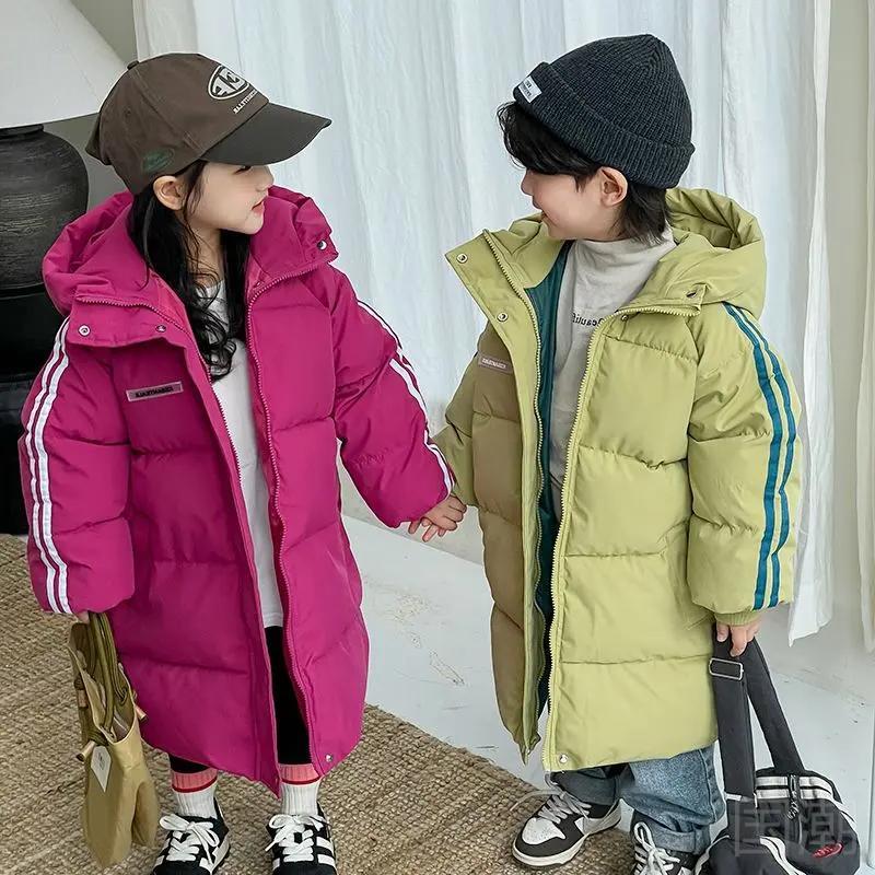 新款新款2023新款儿童羽绒服男童宝宝小童加厚外套女童中大童长款
