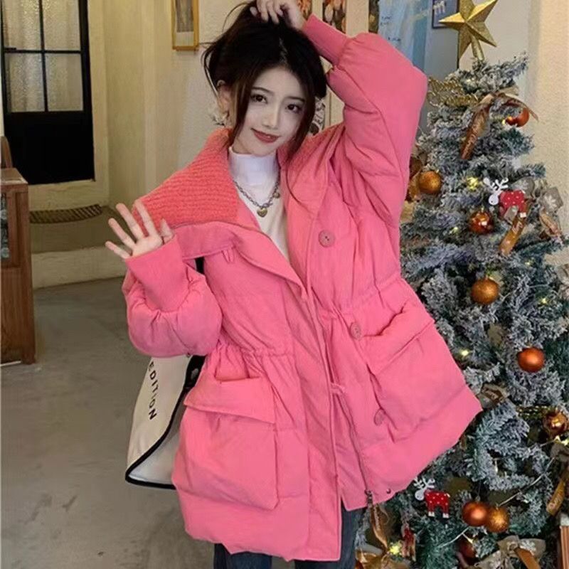 新款oversize面包服衣羽绒服女冬季外套中长款厚棉袄2023