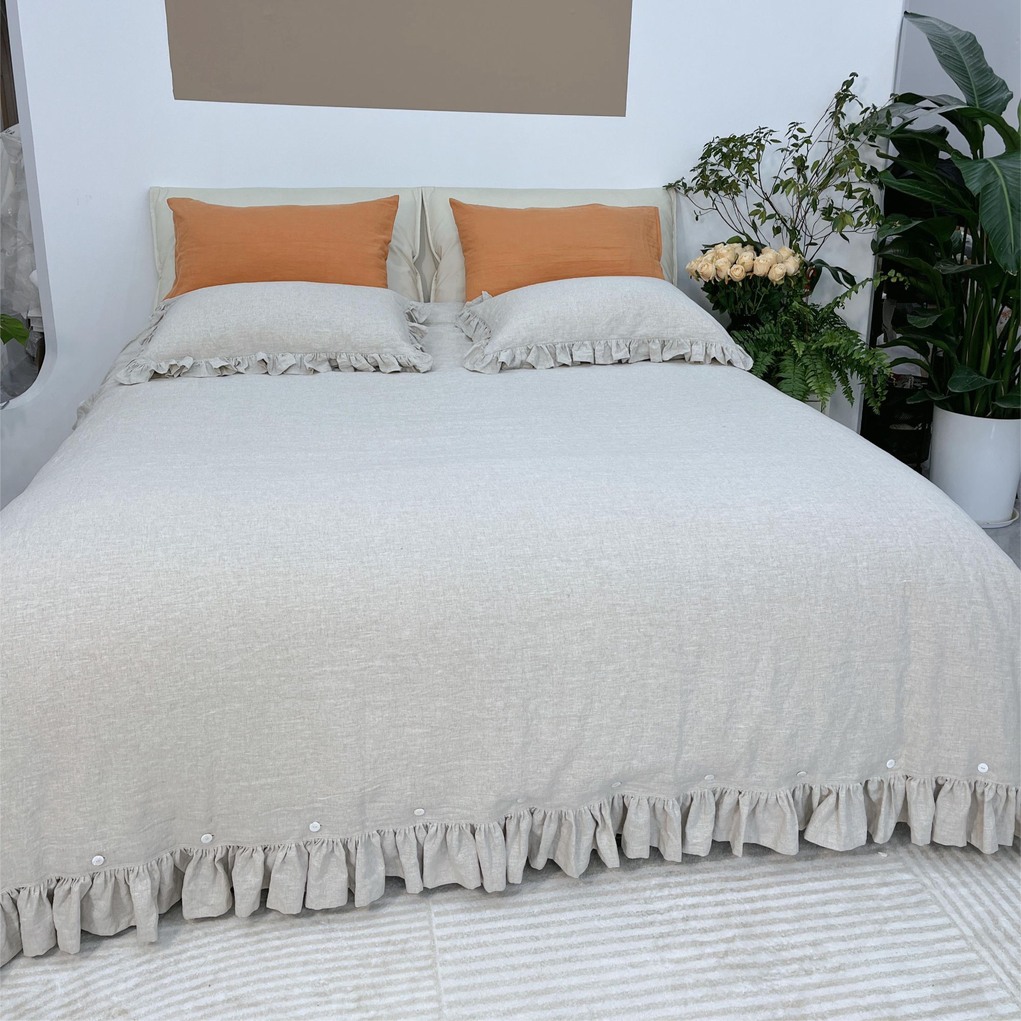 【福宝推荐】单雨露亚麻床上被套（基础款 不带荷叶边）