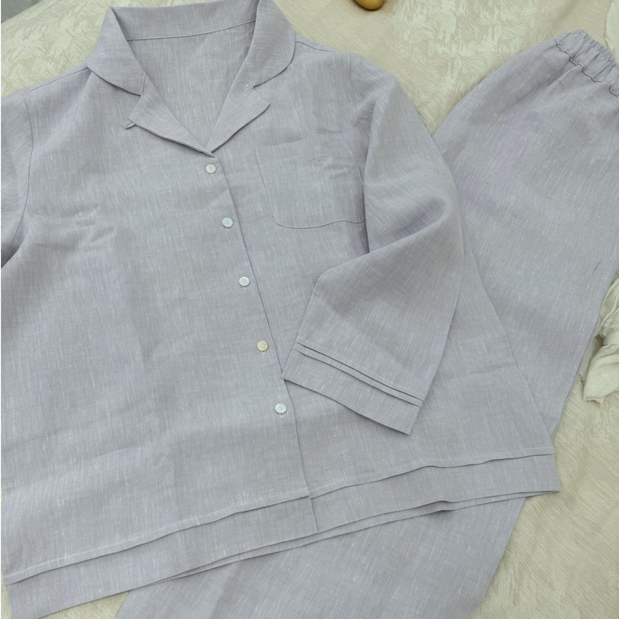 【福宝推荐】新款百分百纯汉麻色织工艺居家休闲家居服        