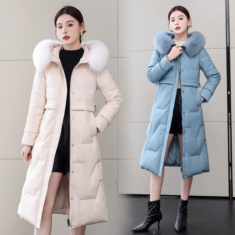 皮衣女中长款2023冬装韩版绵羊皮皮大码外套