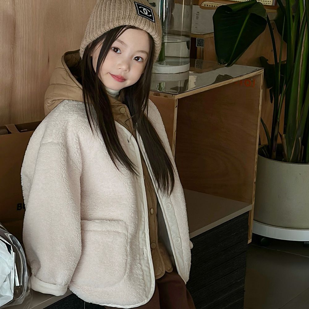 【新疆包邮】童装女童毛绒绒连帽外套秋冬两件套2024新款儿童一衣