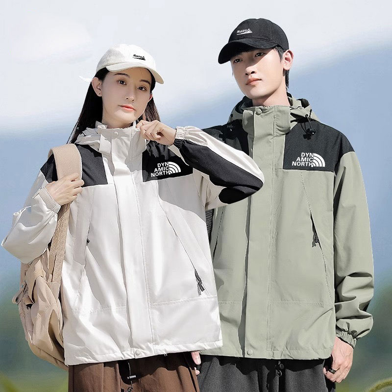 DYNAMIC NORTH/动感北面冲锋衣三合一拼接男女户外登山服连帽外套