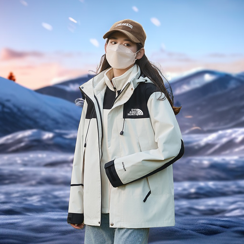 DYNAMIC NORTH/动感北面冲锋衣三合一户外登山服连帽男女秋冬夹克